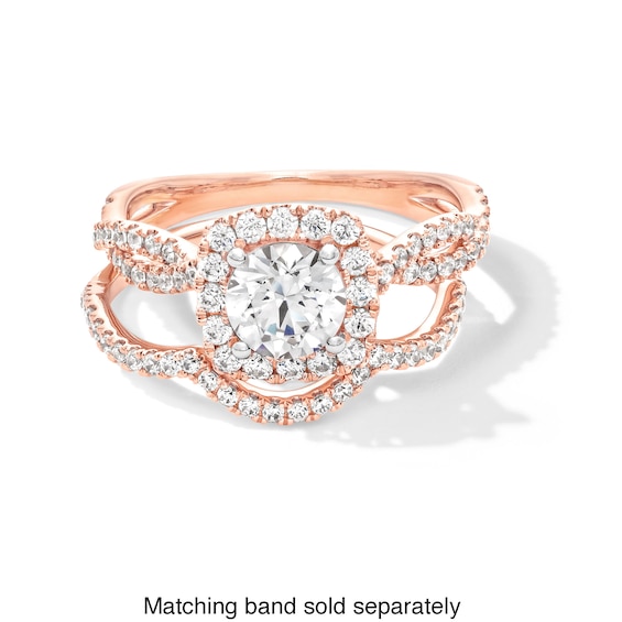 1-1/2 CT. T.w. Certified Lab-Grown Diamond Cushion Frame Twist Shank Engagement Ring in 14K Rose Gold (F/Si2)
