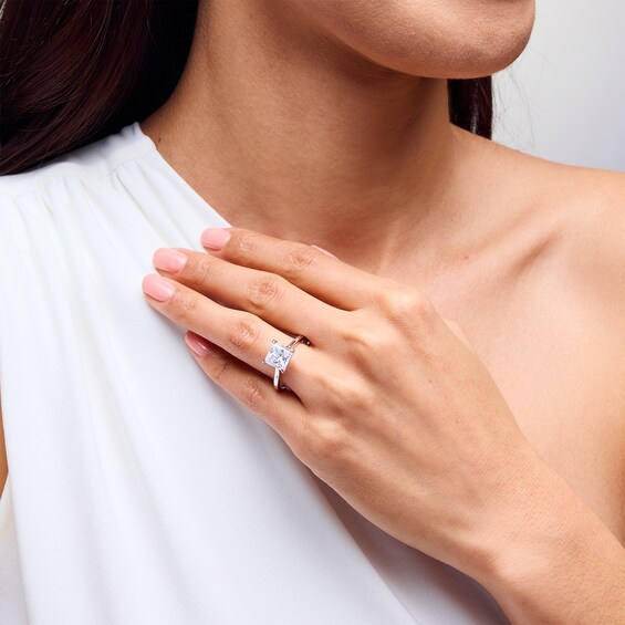 3 CT. Princess-Cut Certified Lab-Grown Diamond Solitaire Engagement Ring in 14K White Gold (F/Vs2)