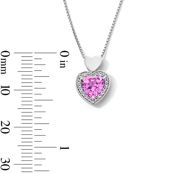 Heart-Shaped Pink and White Lab-Created Sapphire Frame Pendant, Ring and Bolo Bracelet Set in Sterling Silver