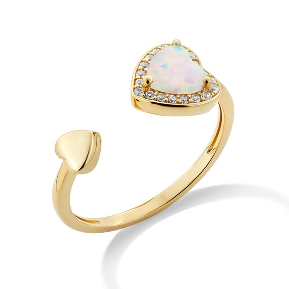 Heart-Shaped Lab-Created Opal and White Lab-Created Sapphire Frame jewelry Set in Sterling Silver with 14K Gold Plate