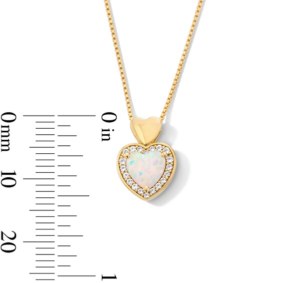 Heart-Shaped Lab-Created Opal and White Lab-Created Sapphire Frame jewelry Set in Sterling Silver with 14K Gold Plate