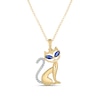 Thumbnail Image 1 of Marquise-Cut Blue Lab-Created Sapphire and 1/15 CT. T.W Diamond Cat Pendant in Sterling Silver with 14K Gold Plate