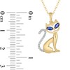 Thumbnail Image 3 of Marquise-Cut Blue Lab-Created Sapphire and 1/15 CT. T.W Diamond Cat Pendant in Sterling Silver with 14K Gold Plate