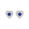 Thumbnail Image 1 of Heart-Shaped Blue Lab-Created Sapphire and 1/3 CT. T.W. Diamond Double Sunburst Frame Stud Earrings in 10K White Gold