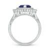 Thumbnail Image 3 of Heart-Shaped Blue Lab-Created Sapphire and 1/5 CT. T.W. Diamond Double Sunburst Frame Ring in 10K White Gold