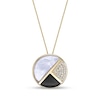 Thumbnail Image 1 of Half-Moon Mother-of-Pearl, Onyx and White Lab-Created Sapphire Pendant in Sterling Silver with 18K Gold Plate