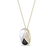 Thumbnail Image 2 of Half-Moon Mother-of-Pearl, Onyx and White Lab-Created Sapphire Pendant in Sterling Silver with 18K Gold Plate