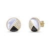 Thumbnail Image 1 of Half-Moon Mother-of-Pearl, Onyx and White Lab-Created Sapphire Stud Earrings in Sterling Silver with 18K Gold Plate
