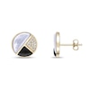 Thumbnail Image 2 of Half-Moon Mother-of-Pearl, Onyx and White Lab-Created Sapphire Stud Earrings in Sterling Silver with 18K Gold Plate