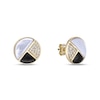 Thumbnail Image 3 of Half-Moon Mother-of-Pearl, Onyx and White Lab-Created Sapphire Stud Earrings in Sterling Silver with 18K Gold Plate