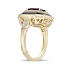 Thumbnail Image 3 of Emerald-Cut Garnet, Onyx and White Lab-Created Sapphire Double Frame Ring in Sterling Silver with 18K Gold Plate