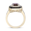 Thumbnail Image 4 of Emerald-Cut Garnet, Onyx and White Lab-Created Sapphire Double Frame Ring in Sterling Silver with 18K Gold Plate