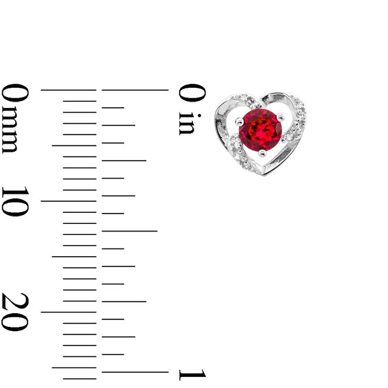 Lab-Created Ruby and White Lab-Created Sapphire Heart Pendant and Stud Earrings Set in Sterling Silver