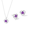 Thumbnail Image 1 of Amethyst and White Lab-Created Sapphire Heart Pendant and Stud Earrings Set in Sterling Silver