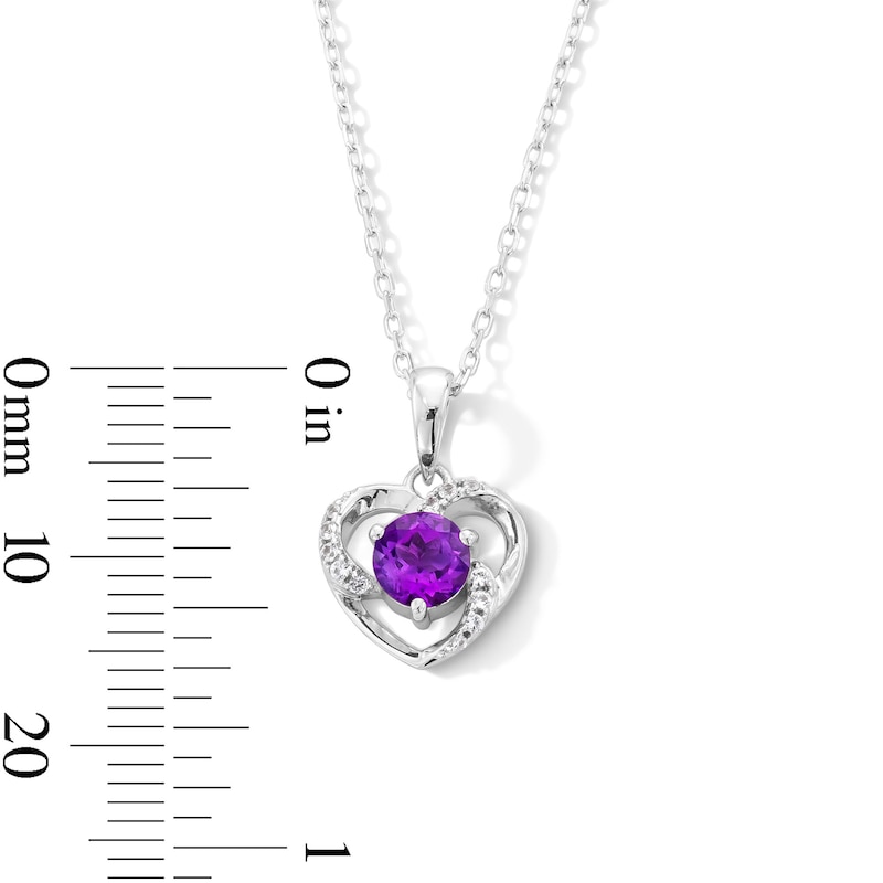 Main Image 4 of Amethyst and White Lab-Created Sapphire Heart Pendant and Stud Earrings Set in Sterling Silver