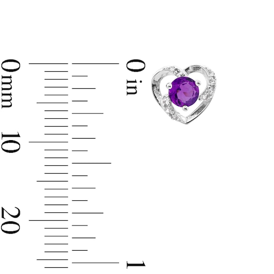 Amethyst and White Lab-Created Sapphire Heart Pendant and Stud Earrings Set in Sterling Silver