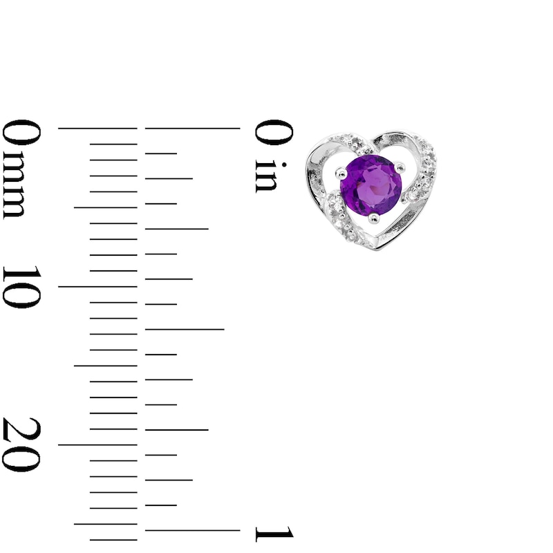 Main Image 5 of Amethyst and White Lab-Created Sapphire Heart Pendant and Stud Earrings Set in Sterling Silver