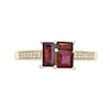 Thumbnail Image 2 of Princess and Baguette-Cut Garnet with White Lab-Created Sapphire Ring in Sterling Silver with 18K Gold Plate