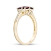 Thumbnail Image 3 of Princess and Baguette-Cut Garnet with White Lab-Created Sapphire Ring in Sterling Silver with 18K Gold Plate
