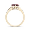 Thumbnail Image 4 of Princess and Baguette-Cut Garnet with White Lab-Created Sapphire Ring in Sterling Silver with 18K Gold Plate