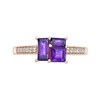 Thumbnail Image 2 of Princess and Baguette-Cut Amethyst with White Lab-Created Sapphire Ring in Sterling Silver with 18K Rose Gold Plate