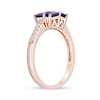 Thumbnail Image 3 of Princess and Baguette-Cut Amethyst with White Lab-Created Sapphire Ring in Sterling Silver with 18K Rose Gold Plate