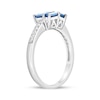 Thumbnail Image 3 of Princess and Baguette-Cut Swiss Blue Topaz with White Lab-Created Sapphire Ring in Sterling Silver