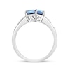 Thumbnail Image 4 of Princess and Baguette-Cut Swiss Blue Topaz with White Lab-Created Sapphire Ring in Sterling Silver