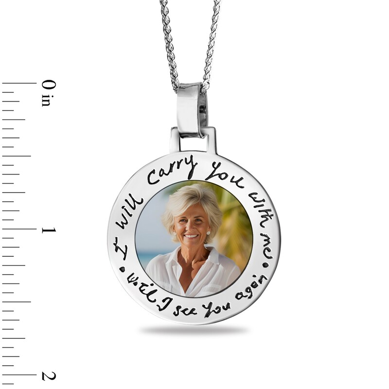 Main Image 3 of Engravable Photo "Until I See You Again" Pendant in Sterling Silver (1 Image and 4 Lines) - 22”