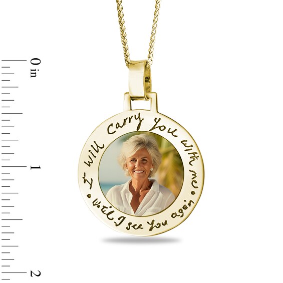 Engravable Photo "Until I See You Again" Pendant in 10K White or Yellow Gold (1 Image and 4 Lines) - 22â