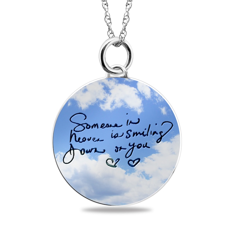 Main Image 1 of Engravable “Someone in Heaven is Smiling Down on You” Clouds Pendant in Sterling Silver (3 Lines)
