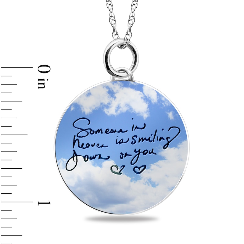 Main Image 3 of Engravable “Someone in Heaven is Smiling Down on You” Clouds Pendant in Sterling Silver (3 Lines)