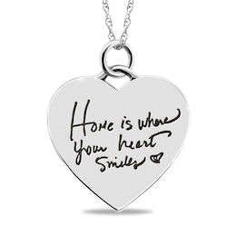 Engravable “Home is Where Your Heart Smiles” Heart Pendant in Sterling Silver (3 Lines)