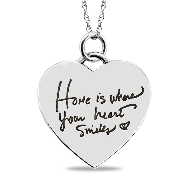 Main Image 1 of Engravable “Home is Where Your Heart Smiles” Heart Pendant in Sterling Silver (3 Lines)