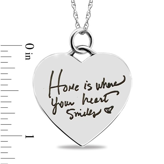 Engravable âHome is Where Your Heart Smilesâ Heart Pendant in Sterling Silver (3 Lines)
