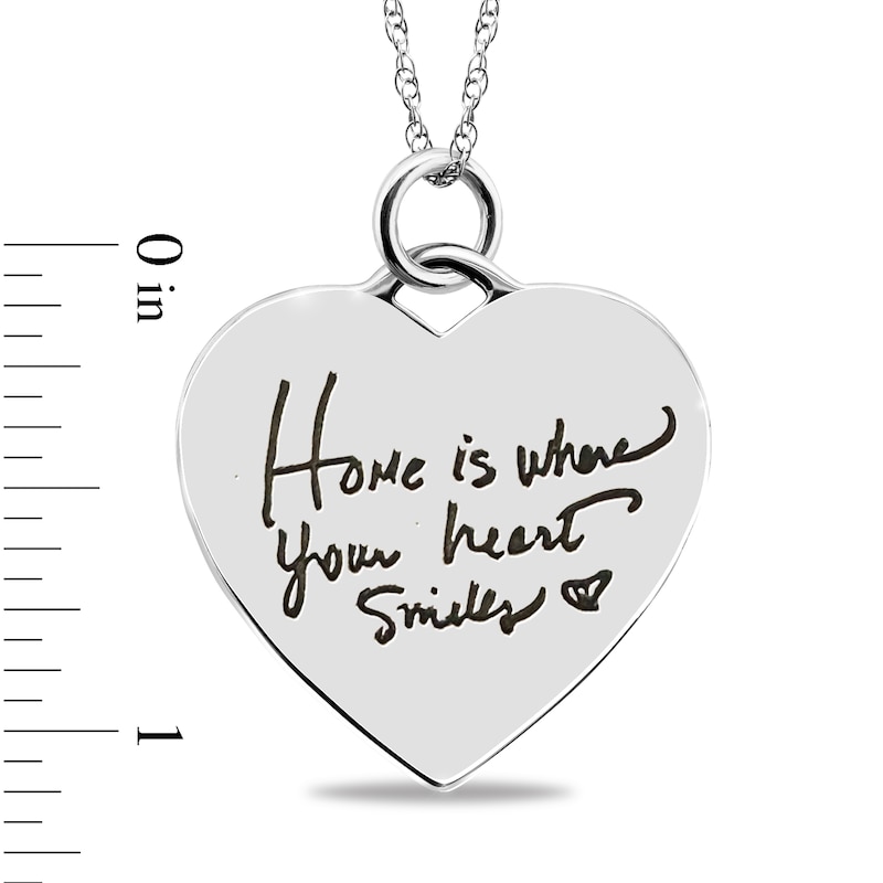 Main Image 3 of Engravable “Home is Where Your Heart Smiles” Heart Pendant in Sterling Silver (3 Lines)
