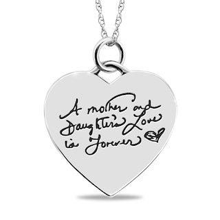 Engravable “A Mother and Daughter Love is Forever” Heart Pendant in Sterling Silver (3 Lines)