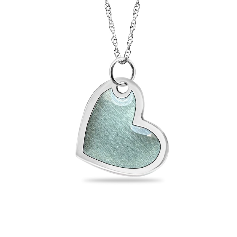 Main Image 1 of Engravable Enamel Tilted Heart Pendant in Sterling Silver (3 Lines)