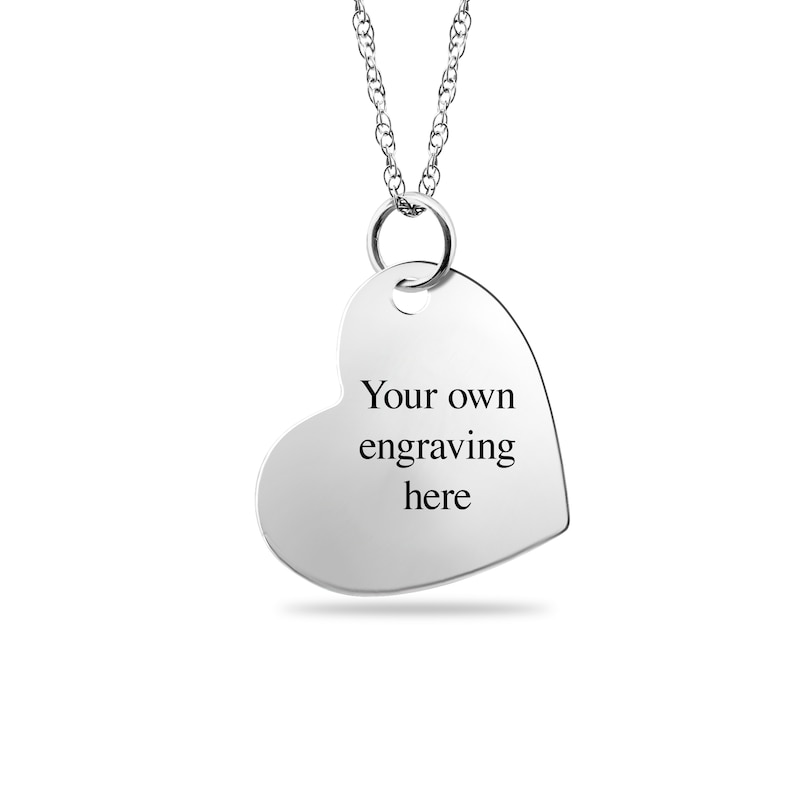 Main Image 2 of Engravable Enamel Tilted Heart Pendant in Sterling Silver (3 Lines)
