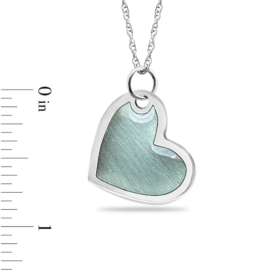 Engravable Enamel Tilted Heart Pendant in Sterling Silver (3 Lines)