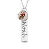 Thumbnail Image 1 of Engravable Bar Pendant with Mistletoe Charm in Sterling Silver (2 Lines)
