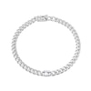 Thumbnail Image 1 of 5.5mm White Lab-Created Sapphire Solitaire Flat Curb Chain Bracelet in Sterling Silver - 7.25"