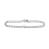 Thumbnail Image 2 of 5.5mm White Lab-Created Sapphire Solitaire Flat Curb Chain Bracelet in Sterling Silver - 7.25"