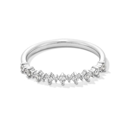 1/5 CT. T.W. Diamond Alternating Stackable Anniversary Band in 14K White Gold