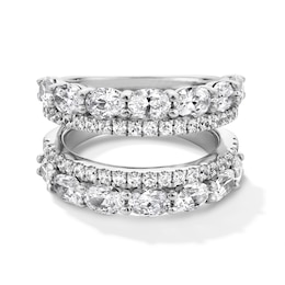 3 CT. T.W. Oval and Round Certified Lab-Grown Diamond Double Row Solitaire Enhancer in 14K White Gold (F/VS2)