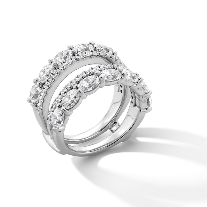 Main Image 3 of 3 CT. T.W. Oval and Round Certified Lab-Grown Diamond Double Row Solitaire Enhancer in 14K White Gold (F/VS2)