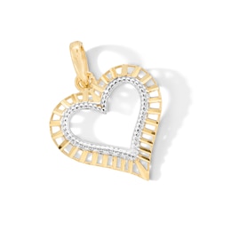 10K Gold Open Heart Two-Tone Charm