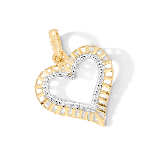10K Gold Open Heart Two-Tone Charm