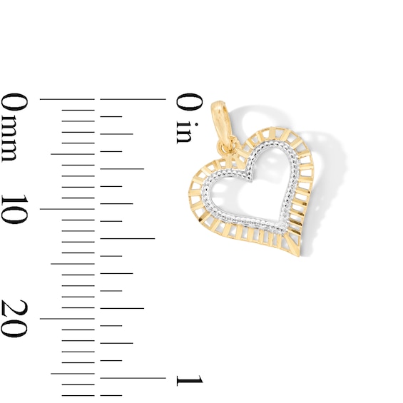 10K Gold Open Heart Two-Tone Charm