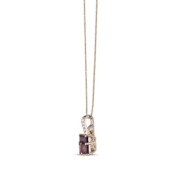 Princess and Baguette-Cut Garnet with White Lab-Created Sapphire Drop Pendant in Sterling Silver with 18K Gold Plate